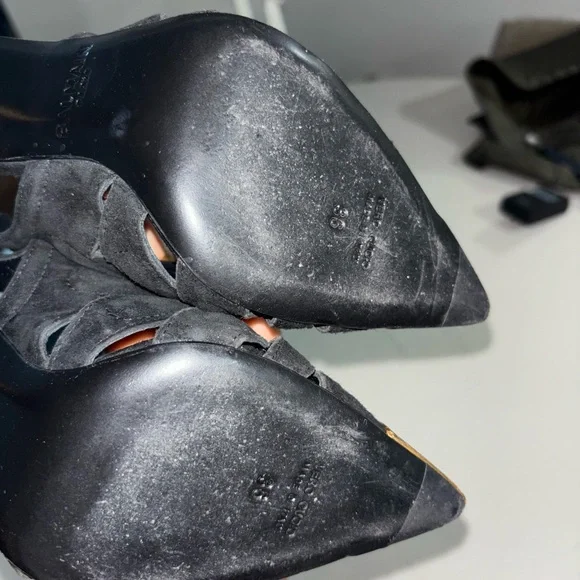 Balmain Black and Gold Cutout Slingback Heels - Picture 8 of 8